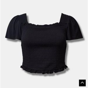 NWT Torrid Smocked Flutter Short Sleeve Crop Top 1X